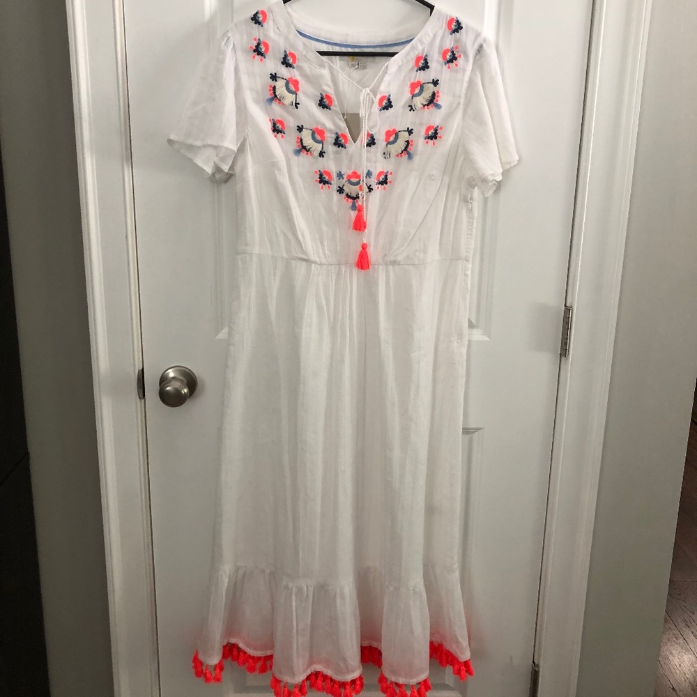 Boden “Everly” Embroidered Tassel Dress Size 10L- NWT